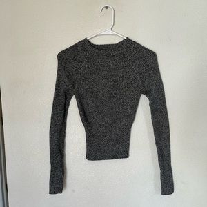 Dark Grey Stretchy Tight Short Turtle Neck Sweater Women Size Medium